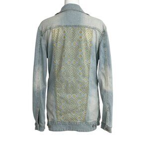 LuLaRoe Jaxon Light Wash Embroidered Denim Jacket (S)
